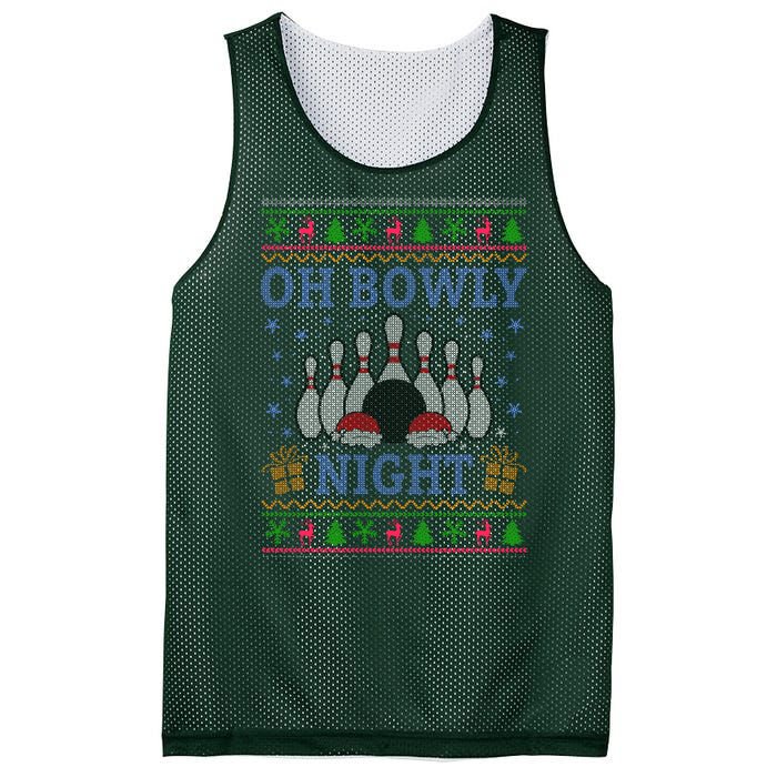 Oh Bowly Night Bowling Ugly Christmas Mesh Reversible Basketball Jersey Tank