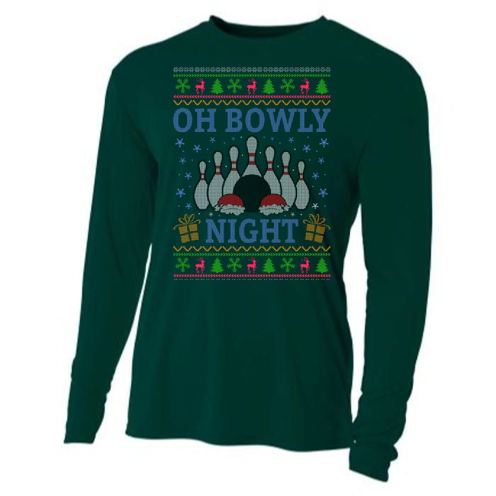 Oh Bowly Night Bowling Ugly Christmas Cooling Performance Long Sleeve Crew