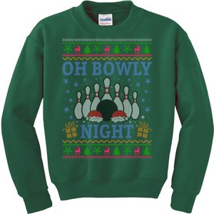 Oh Bowly Night Bowling Ugly Christmas Kids Sweatshirt