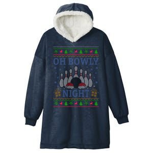 Oh Bowly Night Bowling Ugly Christmas Hooded Wearable Blanket