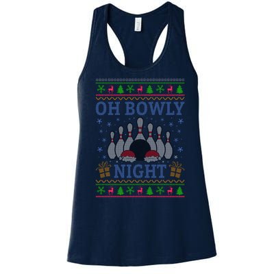 Oh Bowly Night Bowling Ugly Christmas Women's Racerback Tank