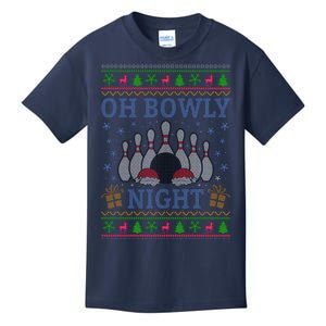 Oh Bowly Night Bowling Ugly Christmas Kids T-Shirt