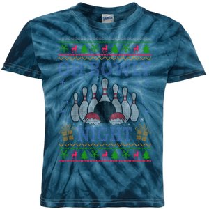 Oh Bowly Night Bowling Ugly Christmas Kids Tie-Dye T-Shirt