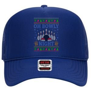 Oh Bowly Night Bowling Ugly Christmas High Crown Mesh Back Trucker Hat