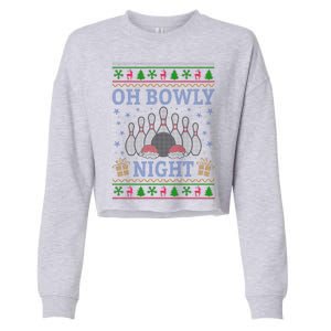 Oh Bowly Night Bowling Ugly Christmas Cropped Pullover Crew