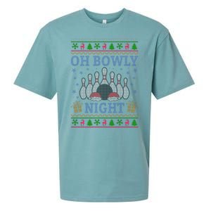 Oh Bowly Night Bowling Ugly Christmas Sueded Cloud Jersey T-Shirt