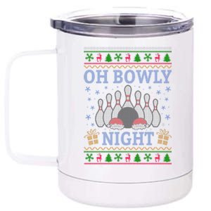 Oh Bowly Night Bowling Ugly Christmas 12 oz Stainless Steel Tumbler Cup