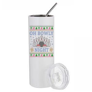 Oh Bowly Night Bowling Ugly Christmas Stainless Steel Tumbler