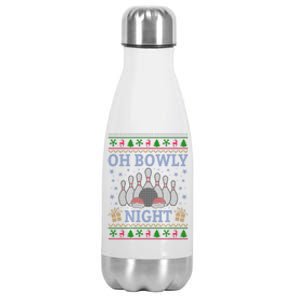 Oh Bowly Night Bowling Ugly Christmas Stainless Steel Insulated Water Bottle