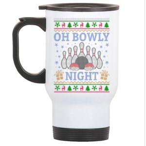 Oh Bowly Night Bowling Ugly Christmas Stainless Steel Travel Mug