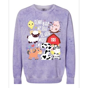 Oink Baa Neigh Cluck Moo Im Two 2 Farmer 2nd Birthday Farm Colorblast Crewneck Sweatshirt