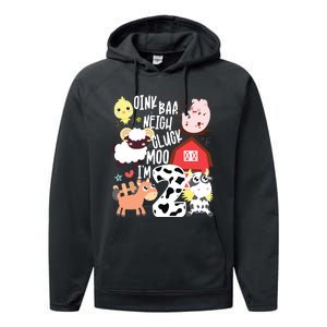 Oink Baa Neigh Cluck Moo Im Two 2 Farmer 2nd Birthday Farm Performance Fleece Hoodie