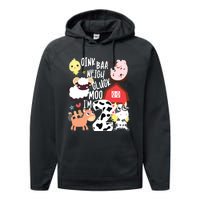 Oink Baa Neigh Cluck Moo Im Two 2 Farmer 2nd Birthday Farm Performance Fleece Hoodie