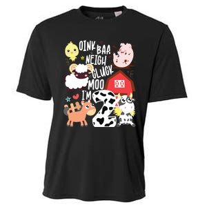 Oink Baa Neigh Cluck Moo Im Two 2 Farmer 2nd Birthday Farm Cooling Performance Crew T-Shirt