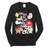 Oink Baa Neigh Cluck Moo Im Two 2 Farmer 2nd Birthday Farm Long Sleeve Shirt