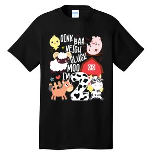 Oink Baa Neigh Cluck Moo Im Two 2 Farmer 2nd Birthday Farm Tall T-Shirt