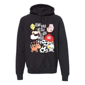 Oink Baa Neigh Cluck Moo Im Two 2 Farmer 2nd Birthday Farm Premium Hoodie