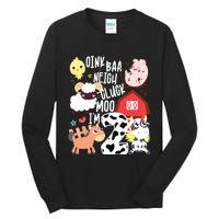 Oink Baa Neigh Cluck Moo Im Two 2 Farmer 2nd Birthday Farm Tall Long Sleeve T-Shirt