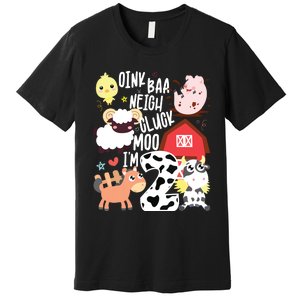 Oink Baa Neigh Cluck Moo Im Two 2 Farmer 2nd Birthday Farm Premium T-Shirt