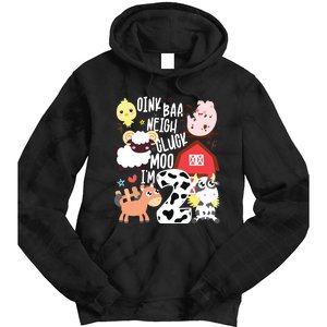 Oink Baa Neigh Cluck Moo Im Two 2 Farmer 2nd Birthday Farm Tie Dye Hoodie