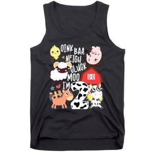 Oink Baa Neigh Cluck Moo Im Two 2 Farmer 2nd Birthday Farm Tank Top