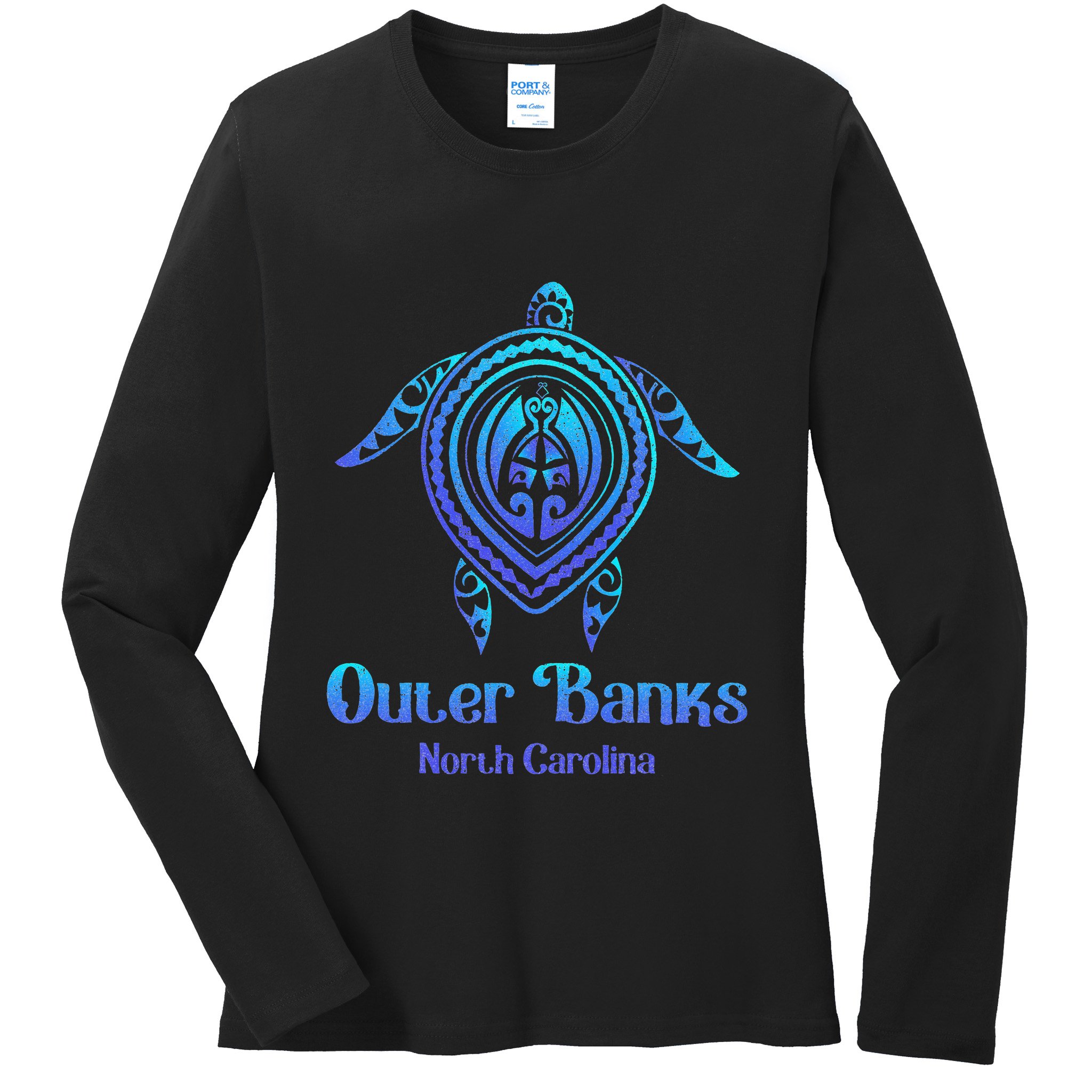 Outer Banks North Carolina Souvenir OBX NC Sea Turtle Ladies Long Sleeve Shirt