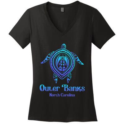 Outer Banks North Carolina Souvenir OBX NC Sea Turtle Women's V-Neck T-Shirt