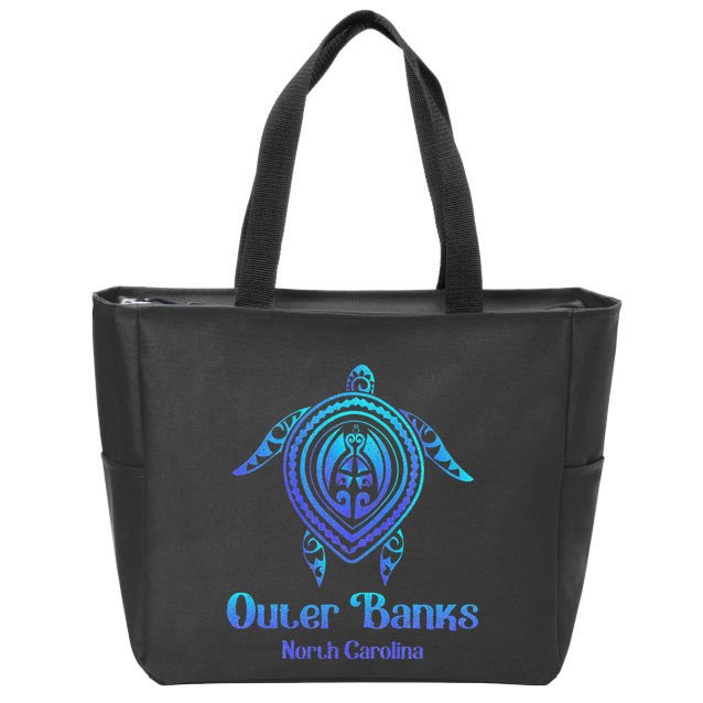 Outer Banks North Carolina Souvenir OBX NC Sea Turtle Zip Tote Bag