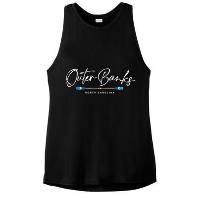 Outer Banks North Carolina Oars Graphic Ladies PosiCharge Tri-Blend Wicking Tank