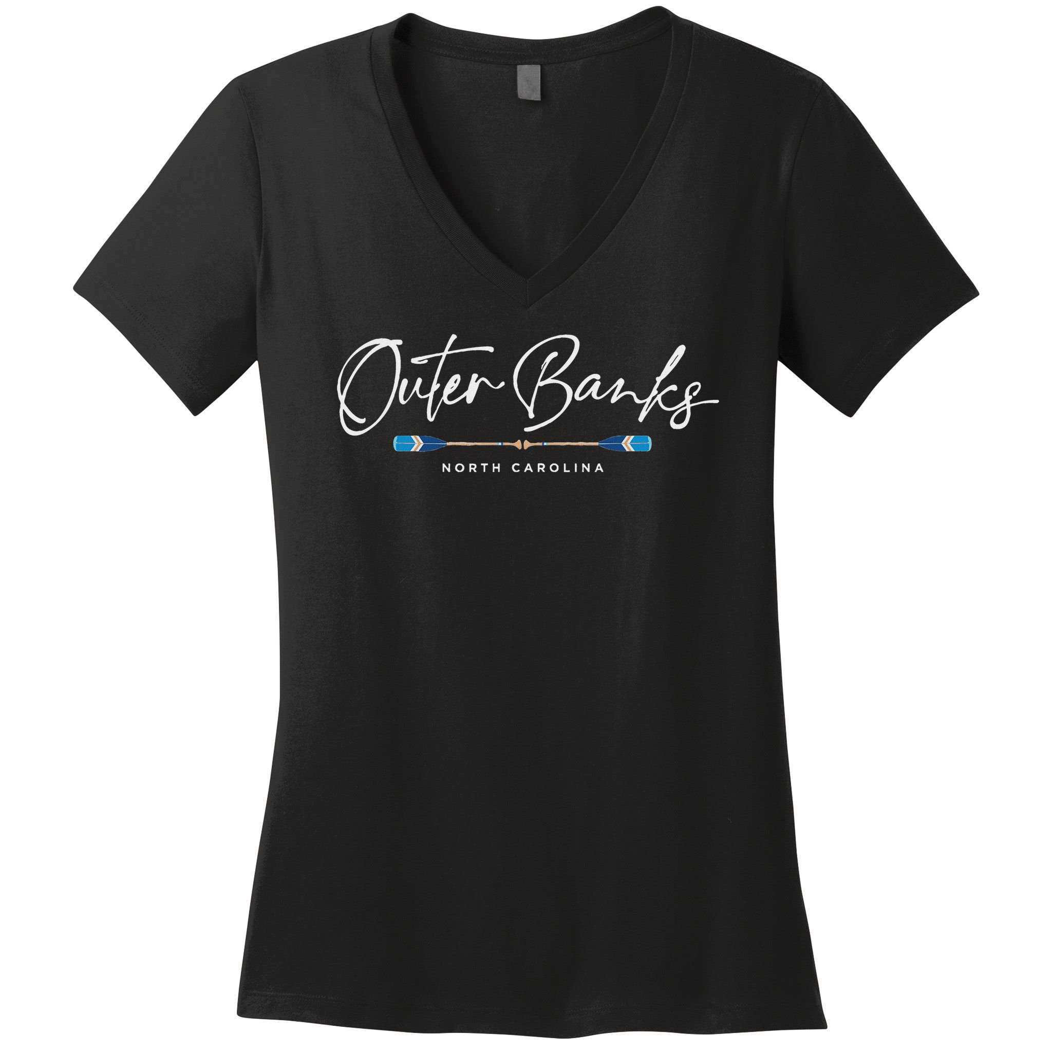 Outer Banks North Carolina Oars Graphic Women's V-Neck T-Shirt