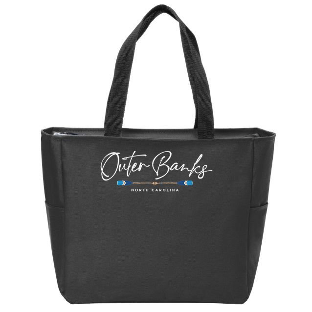 Outer Banks North Carolina Oars Graphic Zip Tote Bag