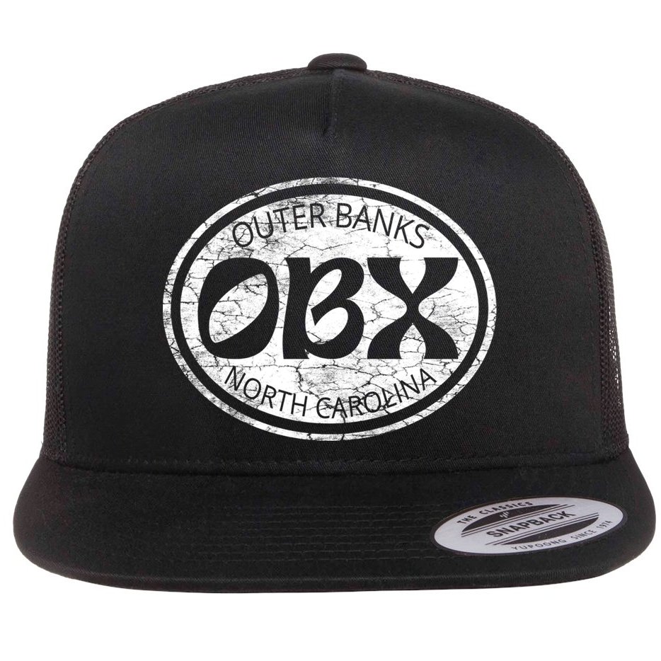 Outer Banks North Carolina Obx Beach Summer Travel Vintage Gift Flat Bill Trucker Hat