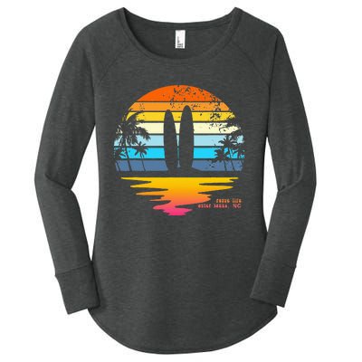 Outer Banks NC Retro Beach Surfing Pogue Life Outer Banks Women's Perfect Tri Tunic Long Sleeve Shirt