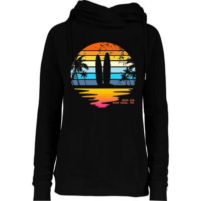 Outer Banks NC Retro Beach Surfing Pogue Life Outer Banks Womens Funnel Neck Pullover Hood