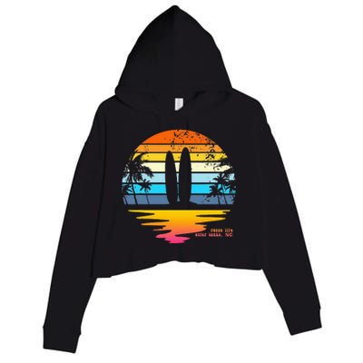 Outer Banks NC Retro Beach Surfing Pogue Life Outer Banks Crop Fleece Hoodie