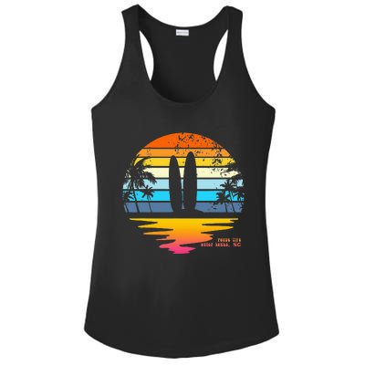 Outer Banks NC Retro Beach Surfing Pogue Life Outer Banks Ladies PosiCharge Competitor Racerback Tank