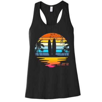 Outer Banks NC Retro Beach Surfing Pogue Life Outer Banks Women's Racerback Tank