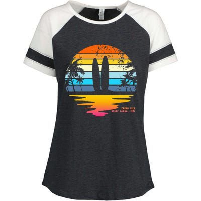 Outer Banks NC Retro Beach Surfing Pogue Life Outer Banks Enza Ladies Jersey Colorblock Tee