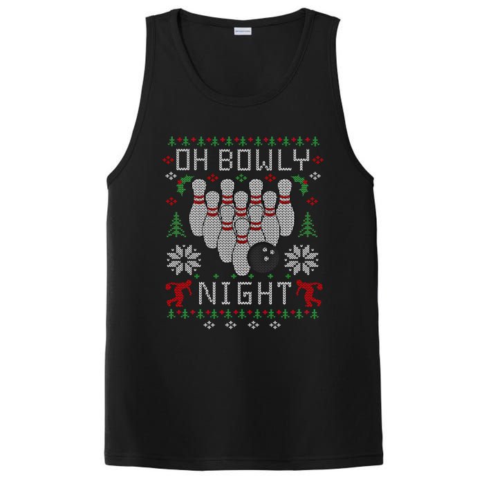 Oh Bowly Night Bowling Ugly Christmas Sweater Party Gift Funny Gift PosiCharge Competitor Tank