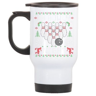 Oh Bowly Night Bowling Ugly Christmas Sweater Party Gift Funny Gift Stainless Steel Travel Mug