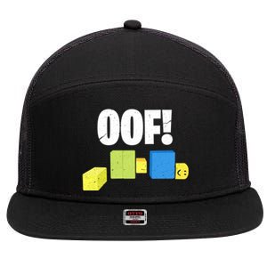 Oof! Blox Noob Funny Gamer Gift 7 Panel Mesh Trucker Snapback Hat