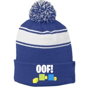 Oof! Blox Noob Funny Gamer Gift Stripe Pom Pom Beanie