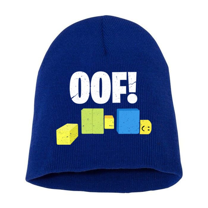 Oof! Blox Noob Funny Gamer Gift Short Acrylic Beanie