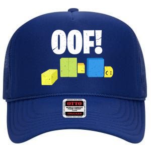 Oof! Blox Noob Funny Gamer Gift High Crown Mesh Back Trucker Hat