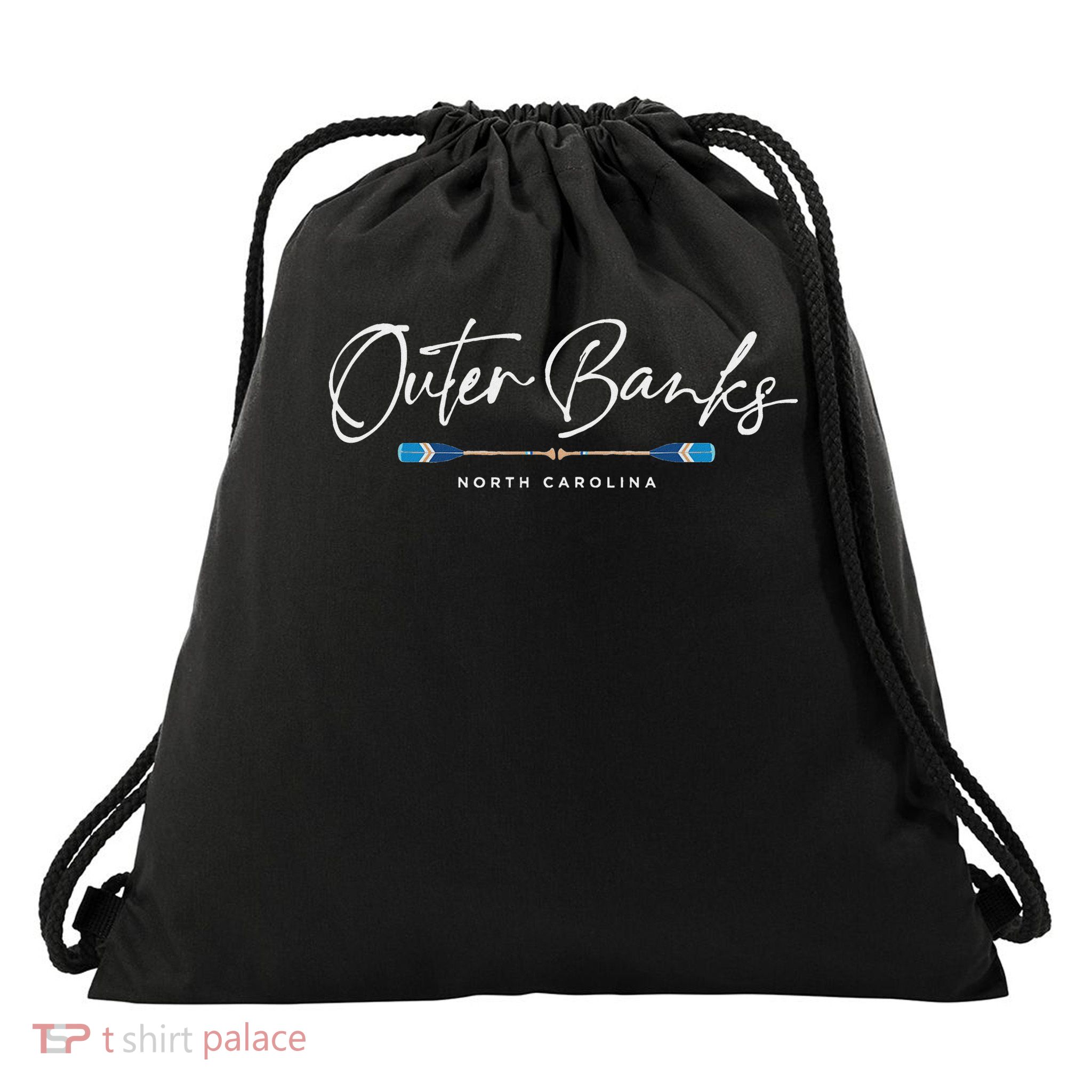 Outer Banks North Carolina Oars Graphic Drawstring Bag