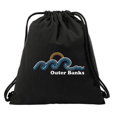 Outer Banks North Carolina Sufing Waves Sunset Beach Vintage Drawstring Bag