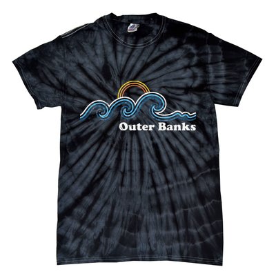 Outer Banks North Carolina Sufing Waves Sunset Beach Vintage Tie-Dye T-Shirt