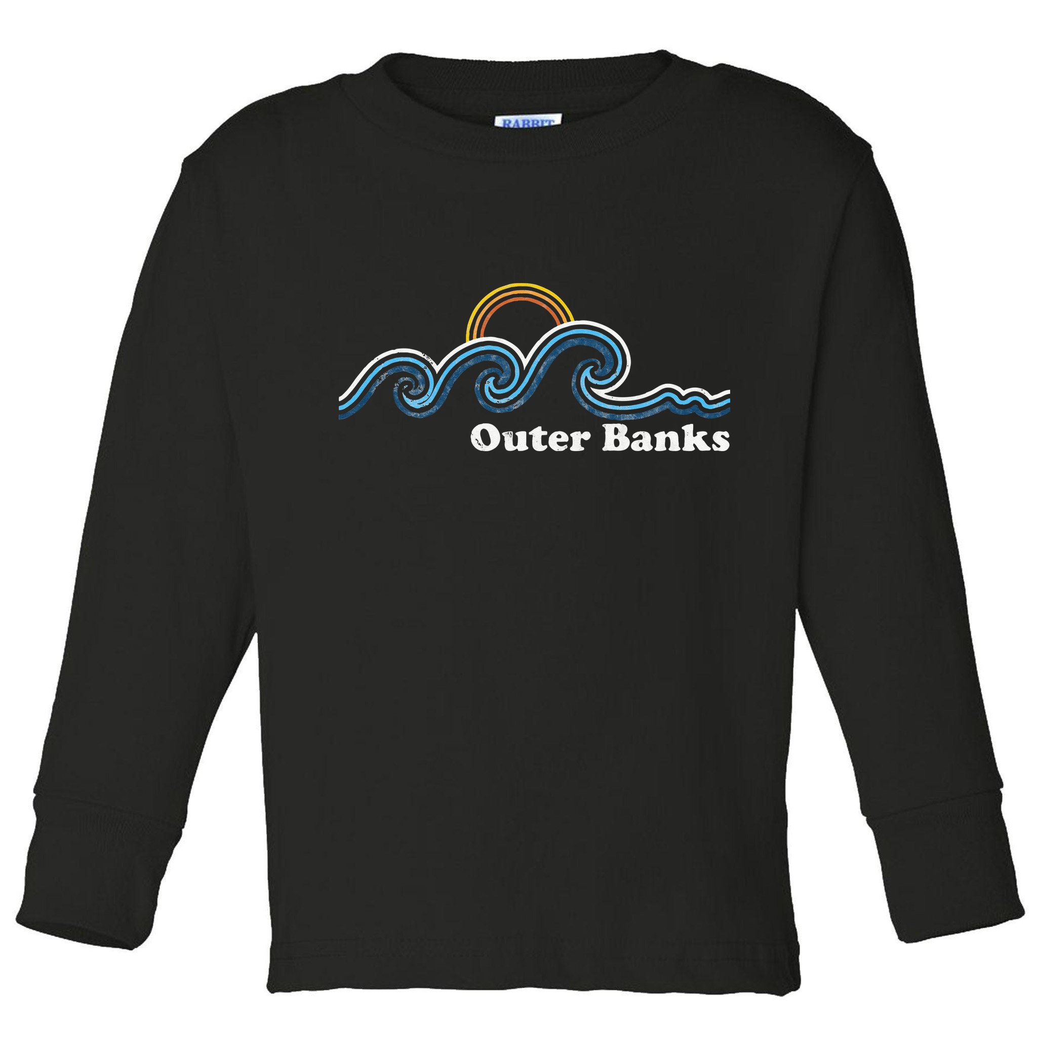 Outer Banks North Carolina Sufing Waves Sunset Beach Vintage Toddler Long Sleeve Shirt
