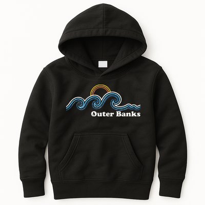 Outer Banks North Carolina Sufing Waves Sunset Beach Vintage Kids Hoodie