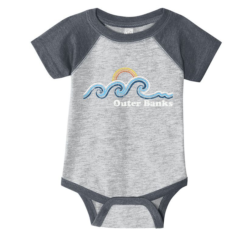 Outer Banks North Carolina Sufing Waves Sunset Beach Vintage Infant Baby Jersey Bodysuit